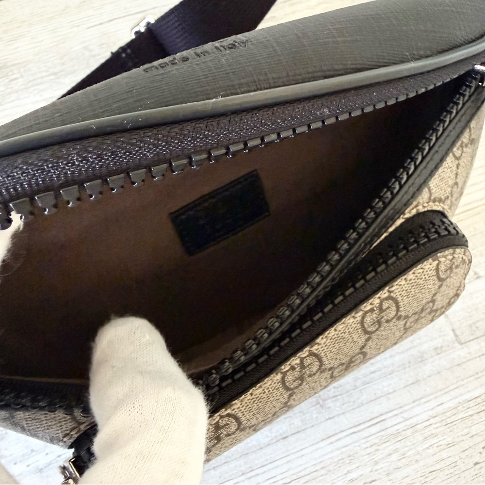 New Gucci brown GG Supreme Monogram men belt bag - Picture 5 of 14